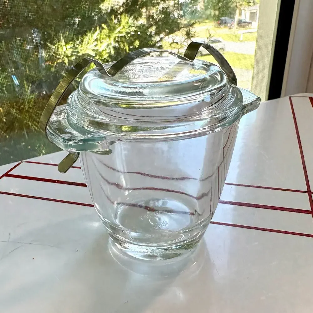 Vintage Sovirel France Glass Jar with Lid and Metal Clip
